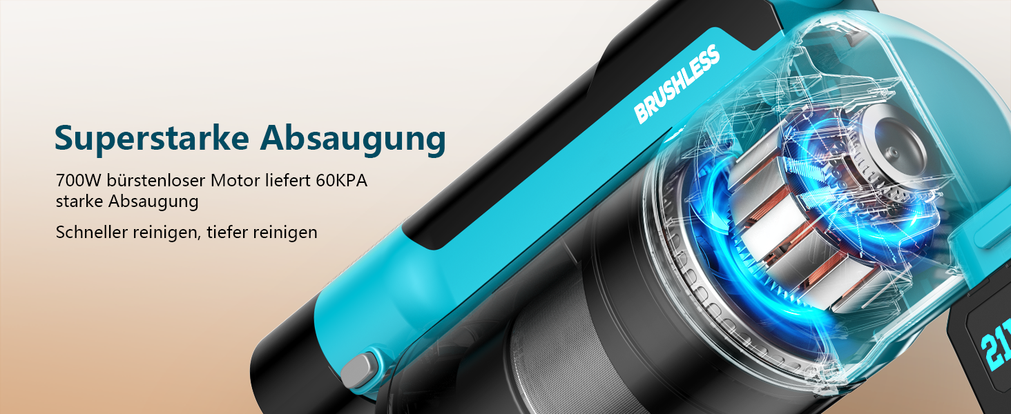Акумуляторний пилосос 700W з безщітковим мотором, 60000Pa, 70 хвилин роботи, Smart Display, захист від заплутування, для твердих поверхонь та шерсті тварин