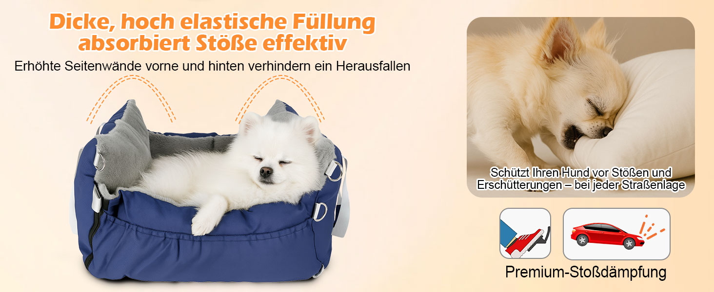Автокрісло для собак 3-в-1 – переносна ліжко для маленьких собак, з розкладною поверхнею, м'яким матрацом, для переднього або заднього сидіння, внутрішнє та зовнішнє використання (04-Blau)