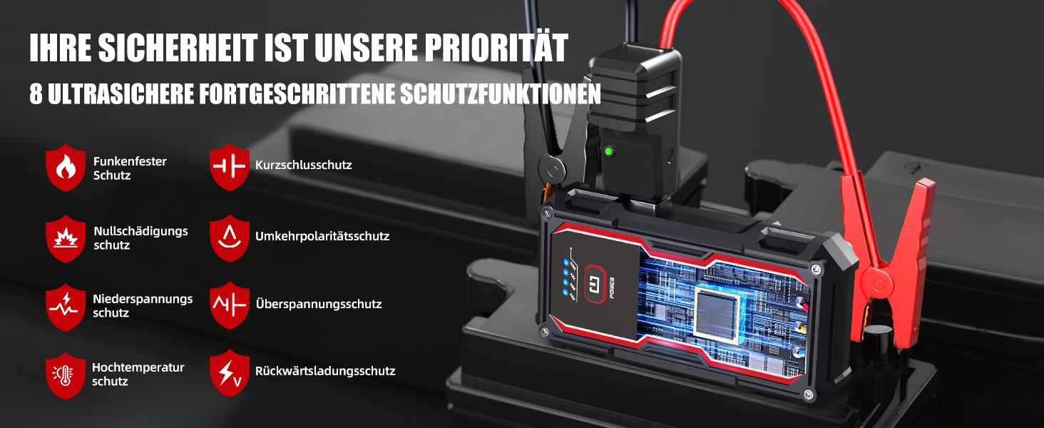 Портативний акумулятор для автомобіля 6000A/26800mAh, підходить для 12V авто (бензин та до 8.0L дизель), з USB та LED-ліхтариком
