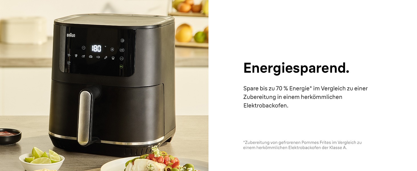 Фритюрниця електрична Braun MultiFry 5 HF5030 6л з технологією RealAir, чорна. Без PFAS, 8 програм, сенсорне керування, кошик для посудомийки
