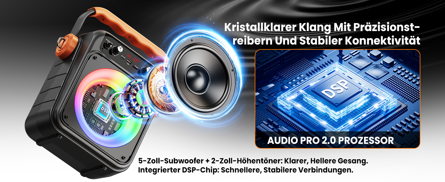 Караоке машина JYX MS82 з 2 мікрофонами, Bluetooth 5.3, USB/TF/AUX, LED-підсвітка, портативна колонка для вечірок та відпочинку