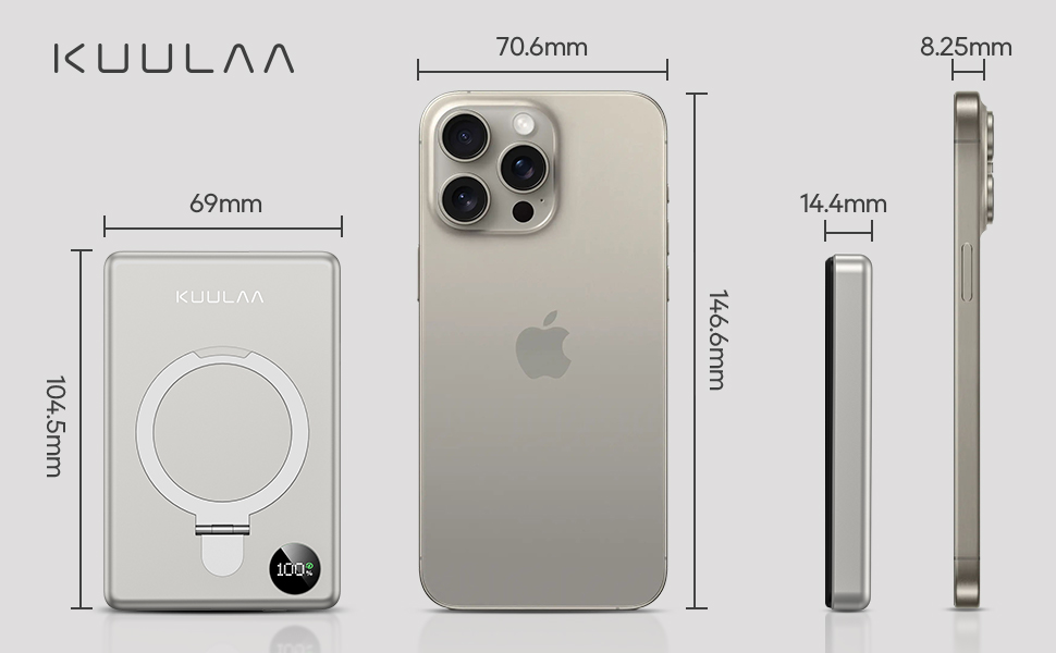 Power Bank Magsafe 5000mAh/10000mAh (Titan) з PD 20W та бездротовою зарядкою для iPhone 16/15/14