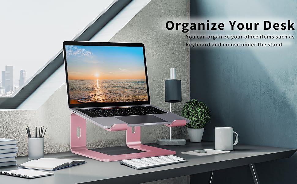 Підставка для ноутбука Orionstar, ергономічна підставка для ноутбука на стіл, алюмінієва підставка з вентиляцією, сумісна з MacBook Air Pro Samsung Notebook 10-15.6 дюймів, сіра (рожеве золото)