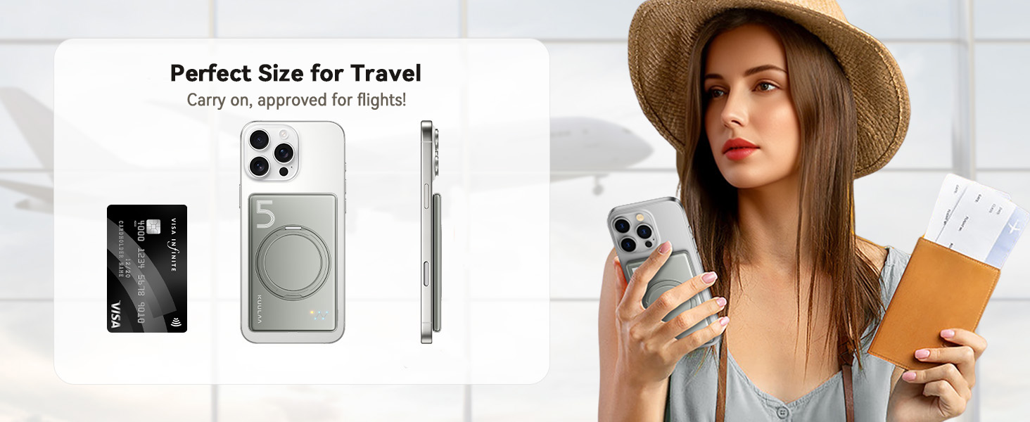 Powerbank Kuulaa MagSafe 5000mAh, Швидка зарядка, USB-C, для iPhone 17/16/15/14/13/12/Pro/Pro Max, срібло