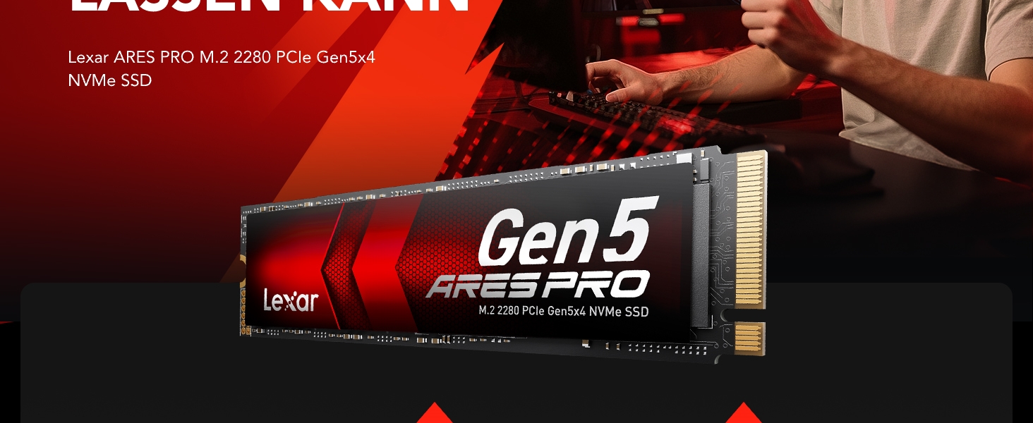 Lexar ARES PRO 1TB Gen5 NVMe M.2 SSD: PCIe 5.0, 14000 МБ/с для ПК, ноутбуків, PS5