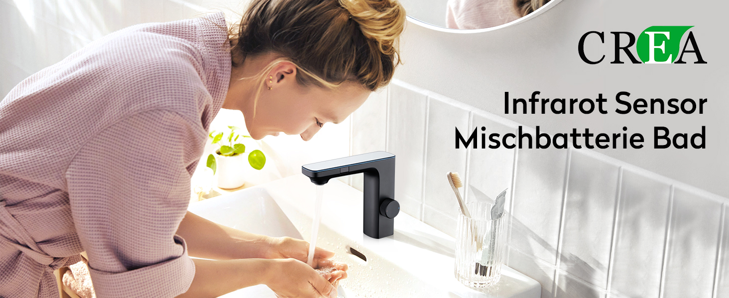 Кран кухонний CREA, 360° поворотний, з високим виливом, інфрачервоний, матовий чорний