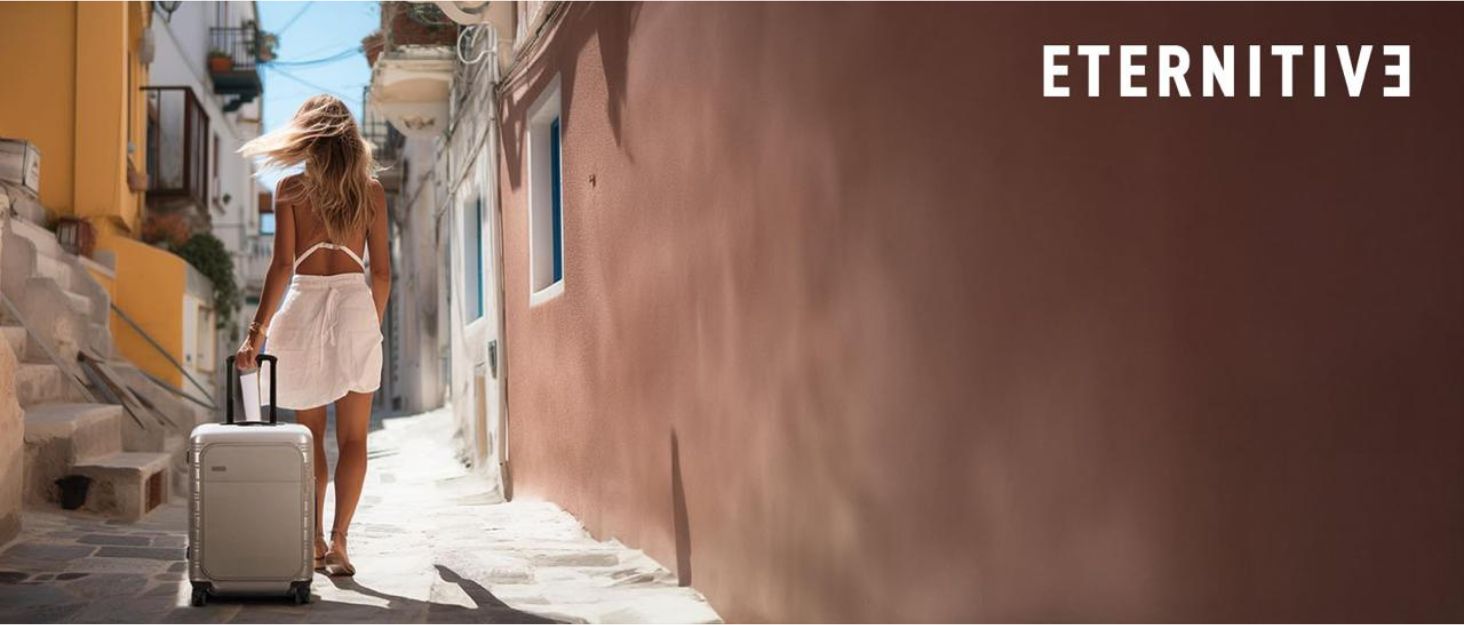 Валіза ETERNITIVE з ABS пластику, Rollkoffer, Reisetrolley, легка з подвійними колесами 360°, валізна коробка з TSA-замком, ручна поклажа (S), чорна