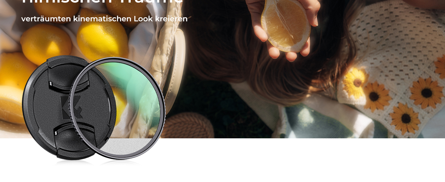 Фільтр K&F Concept з кришкою для об'єктива, серветкою для очищення, захисним фільтром з оптичного скла з 18-шаровим нанопокриттям (Nano Klear) (55mm, Black Mist 1/8)