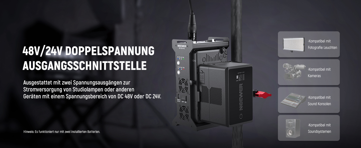 Зарядний пристрій Neewer з 2 каналами V-Mount для камер, BP-2CH Pro