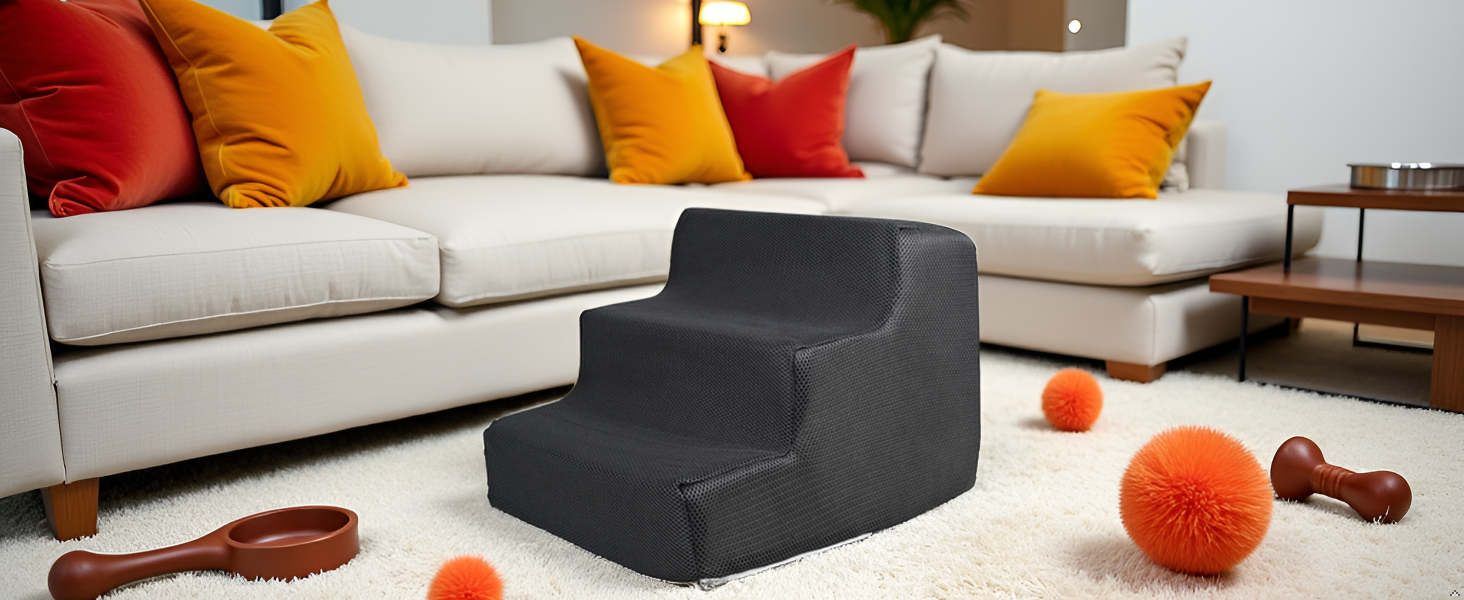 Сходинки для собак та котів, 3 сходинки, 30 см, антиковзкі, сірі