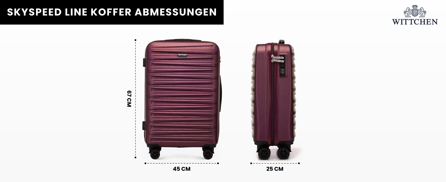 WITTCHEN Skyspeed Line: Великий валіза на колесах з ABS, для подорожей, з комбінаційним замком та телескопічною ручкою, 4 колеса, підходить для Lufthansa/Eurowings/Ryanair/Condor, колір каштанового дерева