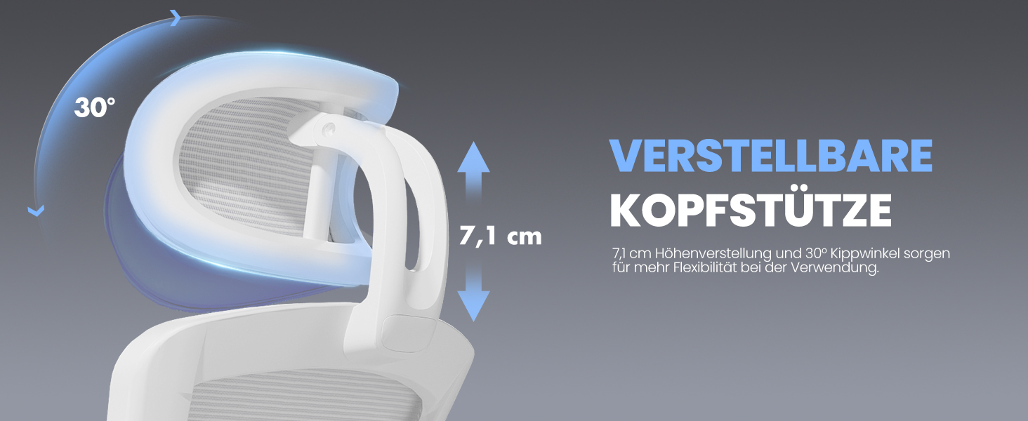 Офісне крісло Colamy: ергономічне, з регульованою підголівником та поперековою підтримкою, біле