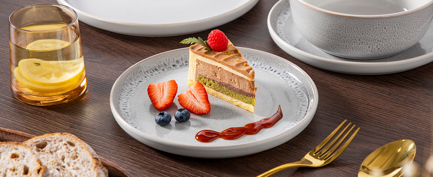 Набір посуду на 6 осіб vancasso SNOW, 24 елементи: тарілки, супові тарілки, миски, салатники, бежевий, для посудомийної машини, для мікрохвильової печі