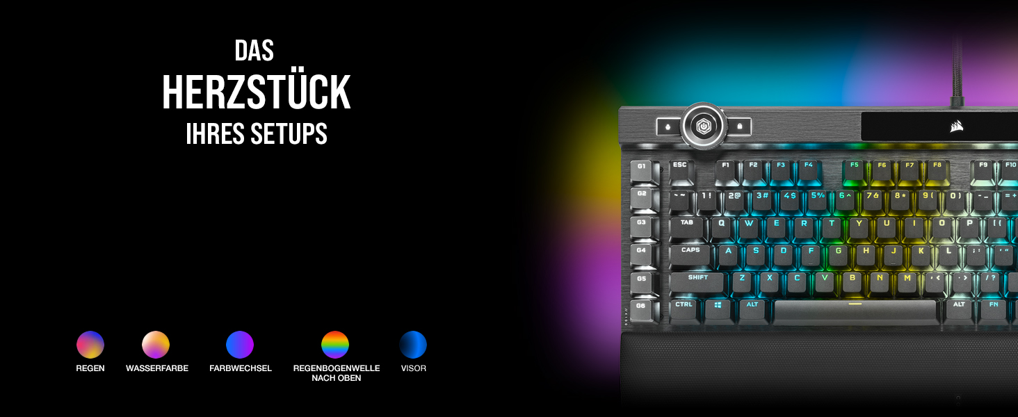 Механічна ігрова клавіатура Corsair K100 RGB з клавішами Cherry MX Low Profile, Bluetooth, сумісна з iCUE, QWERTZ DE, чорна