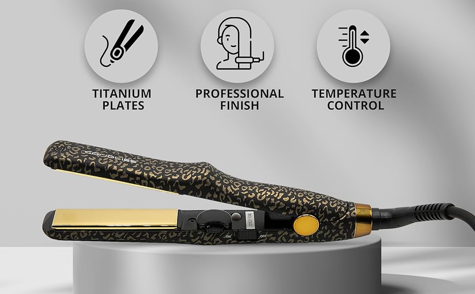 Випрямляч для волосся Corioliss C-Trip Titanium Leopard Gold з контролем температури для тонкого волосся