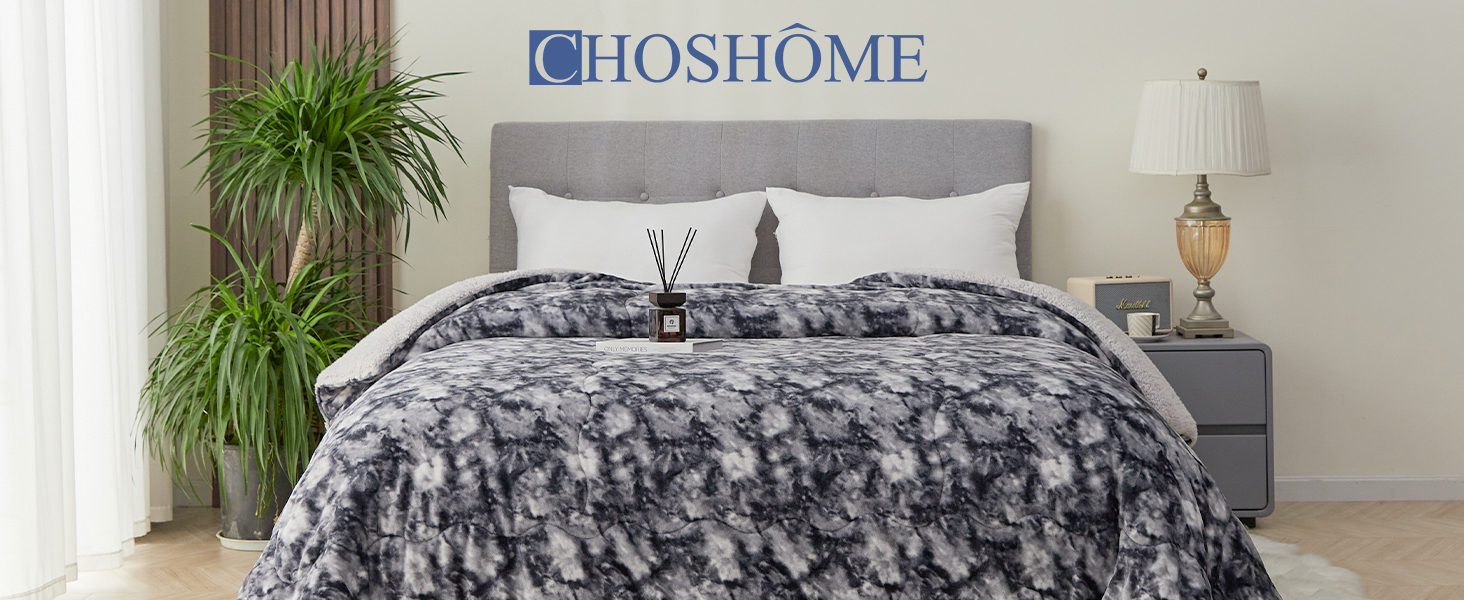 CHOSHOME Плед м'який, теплий, фланелевий, з мікрофібри, з ефектом шерпи, 150x200 см, двосторонній, для дому, подарунок на Різдво (темно-сірий)