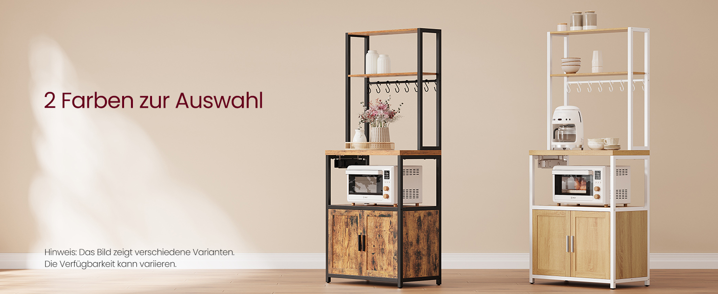 Стелаж кухонний VASAGLE з розетками, 90 см, 40x60x170 см, вінтажний, 8 гачків