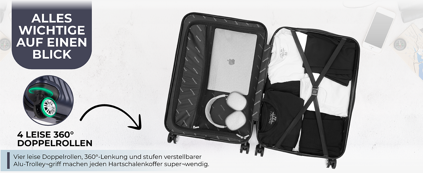 Набір валіз xRace 3-частинний ABS, 20/24/28 дюймів, ручна поклажа, TSA замок, 360° колеса, стійкий до ударів, з преміум підкладкою (Морська блакить)