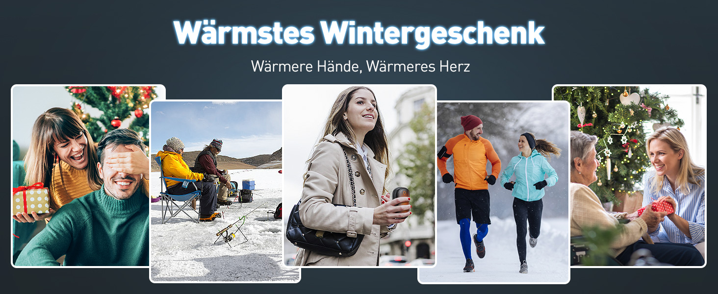 Електричні грілки для рук Cnkeeo, 2 шт. з роздільним магнітним з'єднанням, Powerbank USB, 3 режими нагріву, для активного відпочинку, риболовлі, полювання, чорно-білі (чорний)