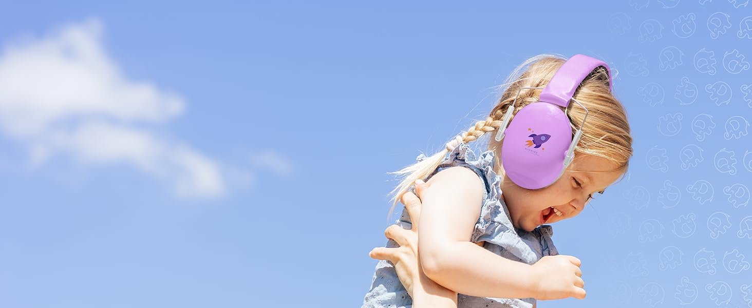 Schallwerk® Kapselgehörschutz Kiddies: Дитячий навушник шумозахисту для дітей | Комфортні навушники для повсякденного використання та заходів (Rocket Berry)
