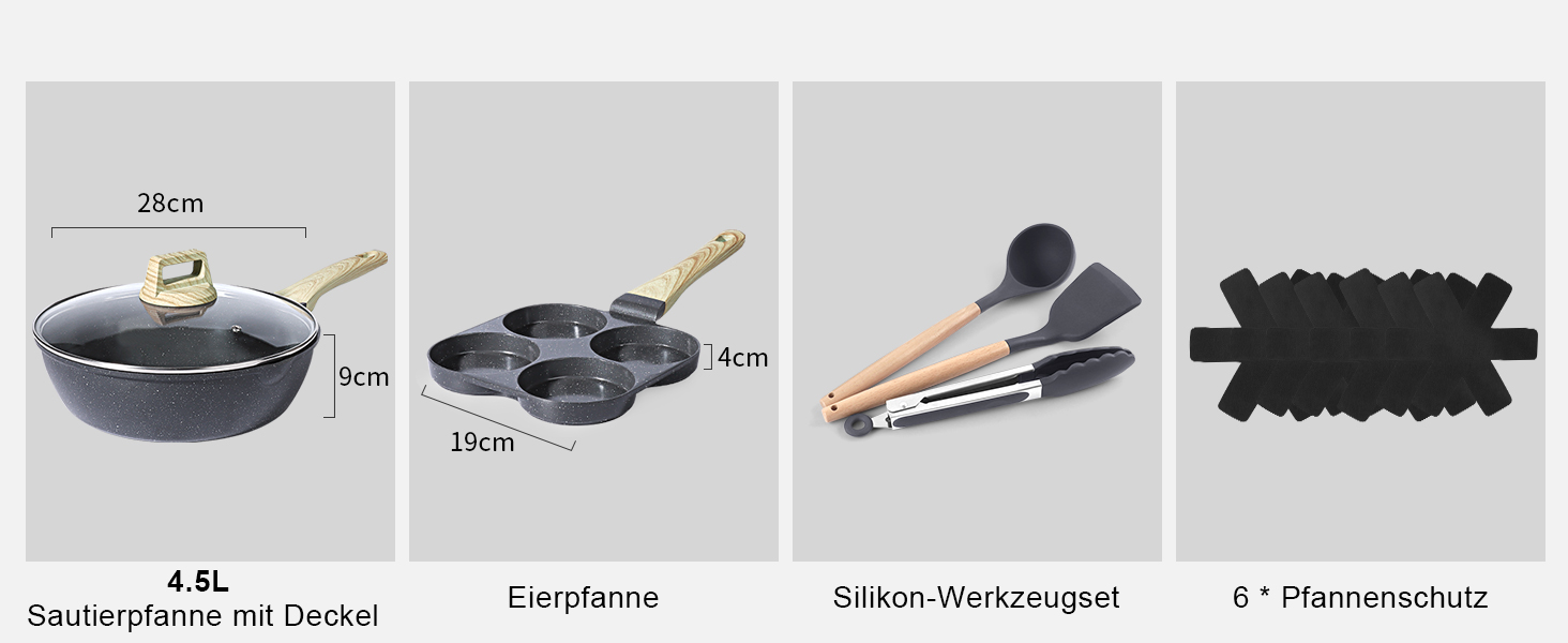 Набір посуду GiPP 22 частини з керамічним антипригарним покриттям (сірий)