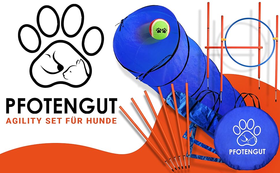 Набір для аджиліті для собак [11-TLG.] - універсальний набір з перешкодами, тунелем, слаломом та іншим для тренування та аджиліті собак - з аксесуарами та сумкою для транспортування, великий розмір