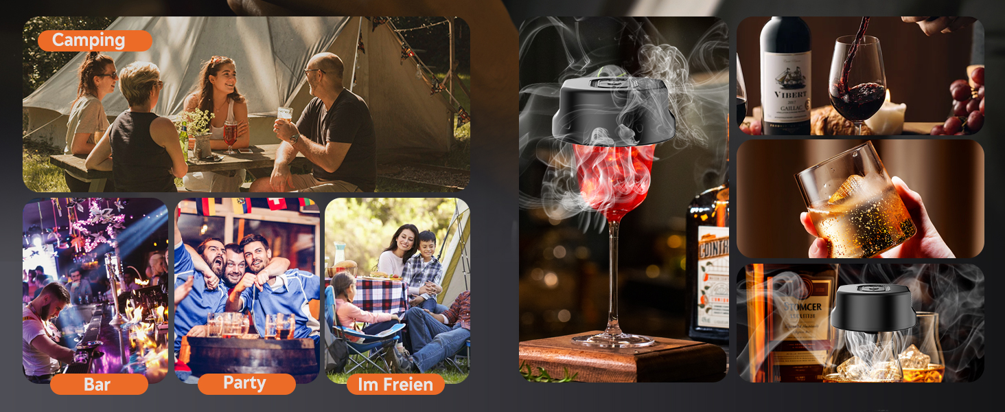 Набір для димування віскі Anusuwa - набір для коктейлів з 6 дерев'яними стружками та 4 камінням для віскі. Ідеальний подарунок для чоловіків на день народження, Різдво, ювілей (без бутану)