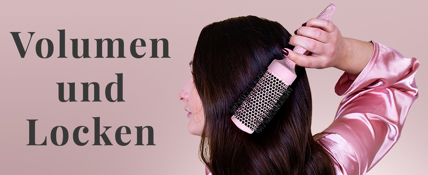 Набір біо-круглих щіток для волосся Lily England | Екологічний набір для сушіння феном | Рожевий колір