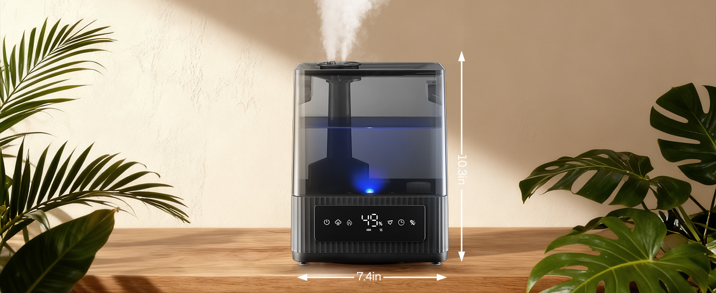 Зволожувач повітря 6L для великих приміщень, холодний туман, тихий, з аромадифузором, для дитячої кімнати, спальні, рослин, 60 год роботи, точний датчик вологості, верхнє заповнення
