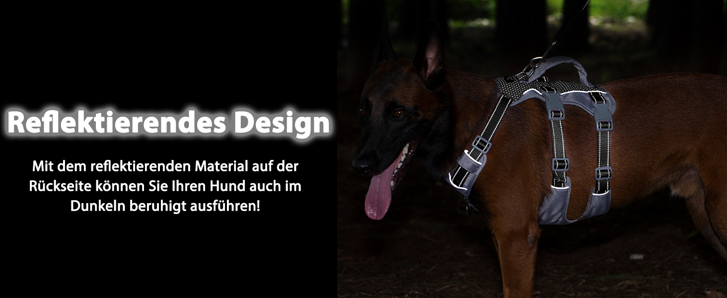 Шлейка для собак Huntboo безпечна від виривання, шлейка від паніки, світловідбиваюча шлейка з ручкою, регульована шлейка для собак маленьких, середніх та великих порід (M) Середня (1 шт.) (Extra груба (1 шт.), Чорна)