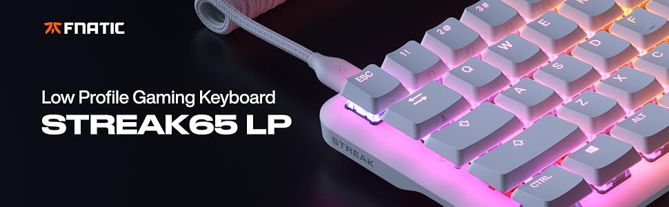 Механічна ігрова клавіатура Fnatic Streak65 LP Weiß з RGB-підсвічуванням та Speed Silver-перемикачами (65% layout, DE/QWERTZ)