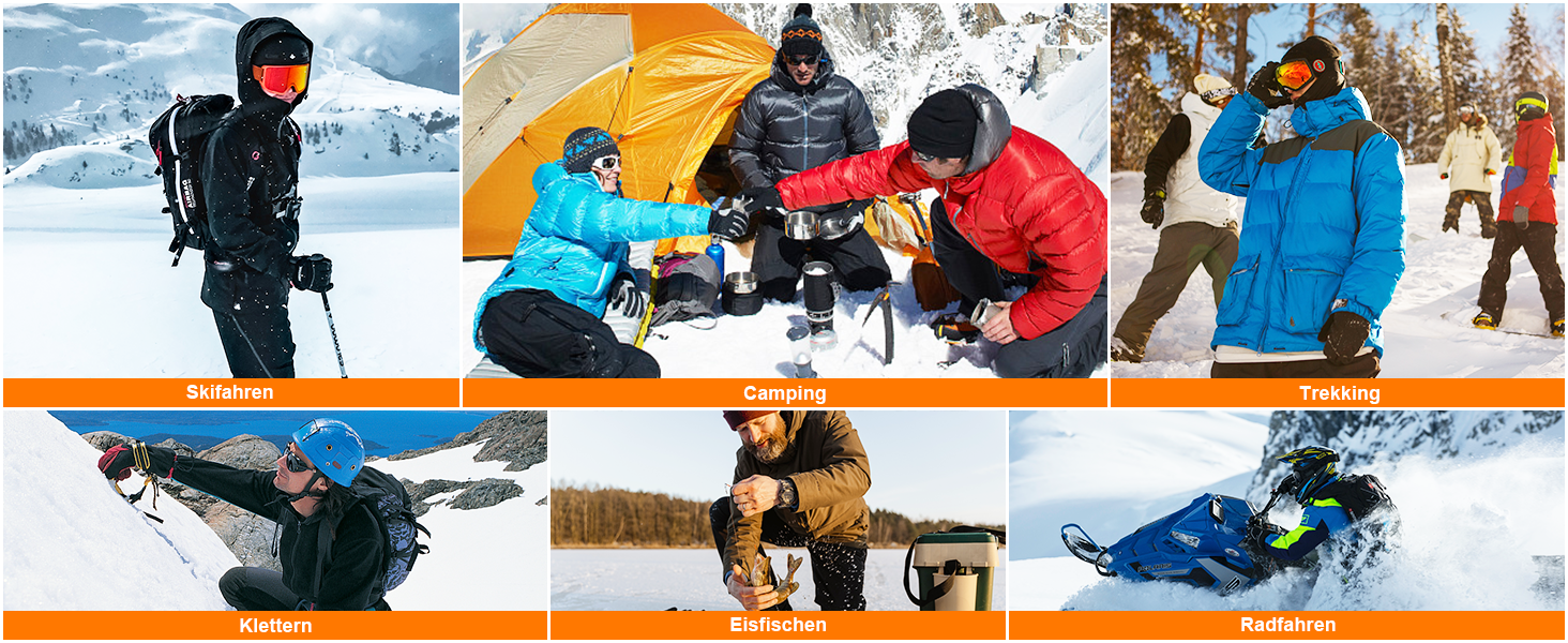 Гріючі рукавички 7.4V 3000mAh для жінок та чоловіків, водонепроникні, вітрозахисні, з підтримкою сенсорного екрану, для мотоциклів, активного відпочинку, походів та кемпінгу (L, Чорний)