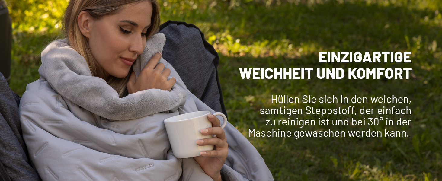 Електрична ковдра Imetec Adapto Tartan Festival, 160x120 см, з м'якої тканини, низьке енергоспоживання, технологія Adapto, безпечна, швидкий нагрів, 6 температур, пральна, сірий мікроплюш, для кемпінгу