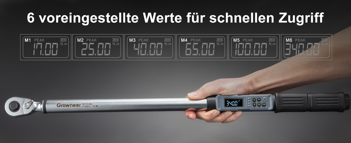 Цифровий шуруповерт з моментом, 2.66-53.1 In-lbs/ 1/4'' Drive, 17-340Nm, з індикатором крутного моменту, звуковим сигналом та LED-дисплеєм, 27 в 1