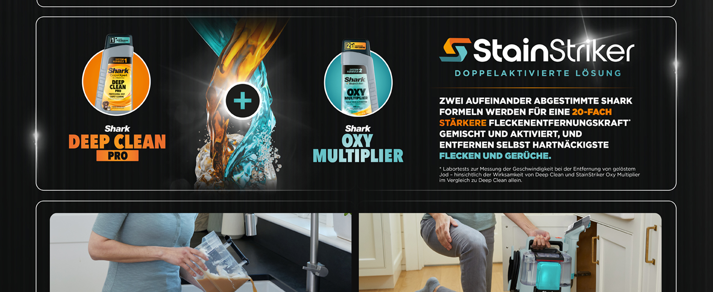 Shark Бездротовий видальник плям, портативний пилосос для прання та видалення запахів, HX100EUCP (2 засоби для чищення StainStriker)