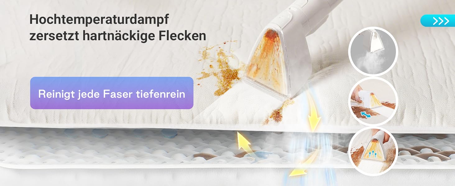 Апарат для чищення м'яких меблів та килимів: волого-пилосос 15 kPa, бак 1.6 л, компактний пароочисник, самоочищення, для дому та авто