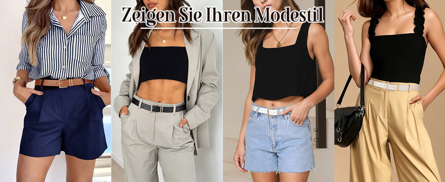 Комплект жіночих шкіряних ременів VONMELLI (3 шт.) для джинсів, спідниць та суконь. Золота пряжка, чорний, коричневий, бежевий, розмір M (79-94 см)