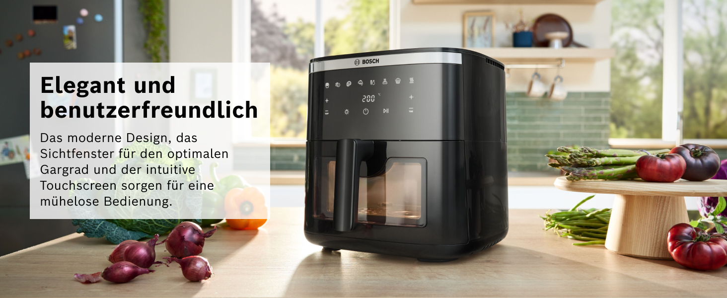 Фритюрниця повітряна Bosch Serie 6 XXL, 7.2 л, 7 програм, чорна, MAF671B0