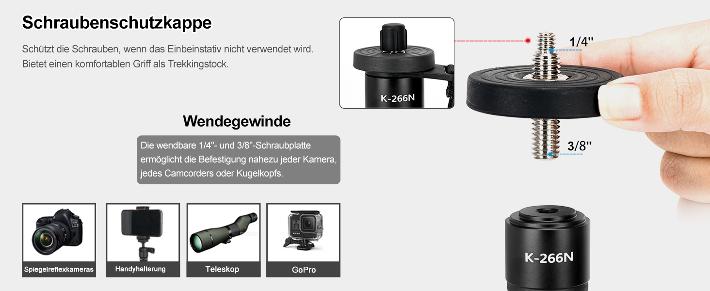 Штатив Koolehaoda 160 см з алюмінію з ручкою-підтримкою та тримачем для телефону, 1/4'-3/8' адаптер для DSLR/відеокамер, смартфонів