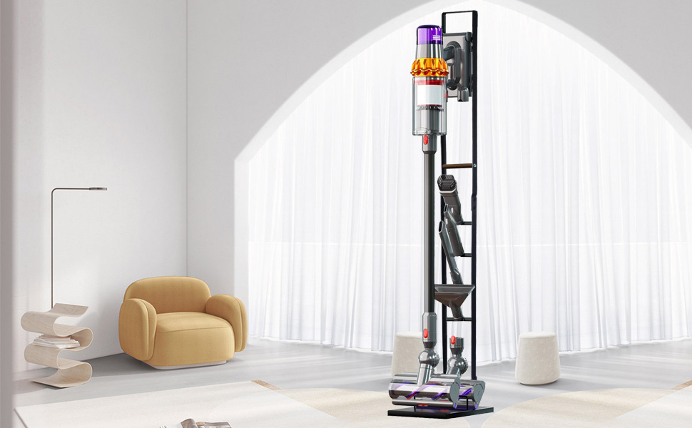 Підставка для пилососа Dyson: Металевий тримач для бездротових моделей V15, V11, V10, V8, V7, V6, DC30-DC74 - Чорна