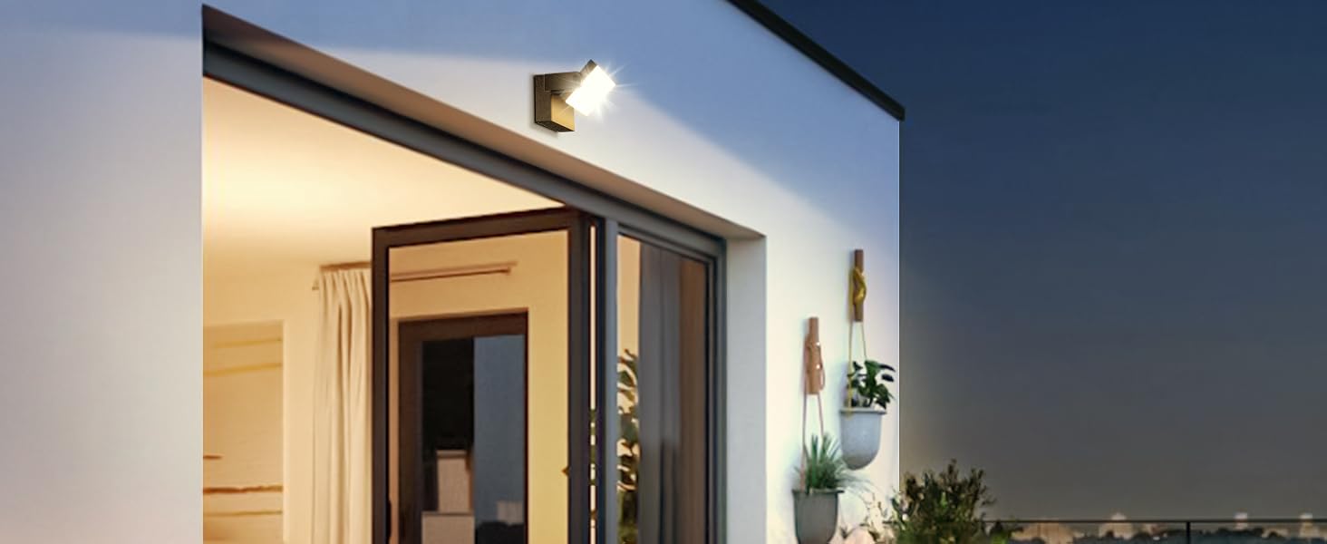 LED-водостійкий настінний світильник Kingwen 40W, 3000K, поворотний на 360°, IP65, чорний. Підходить для гаража, тераси, внутрішнього та зовнішнього використання.