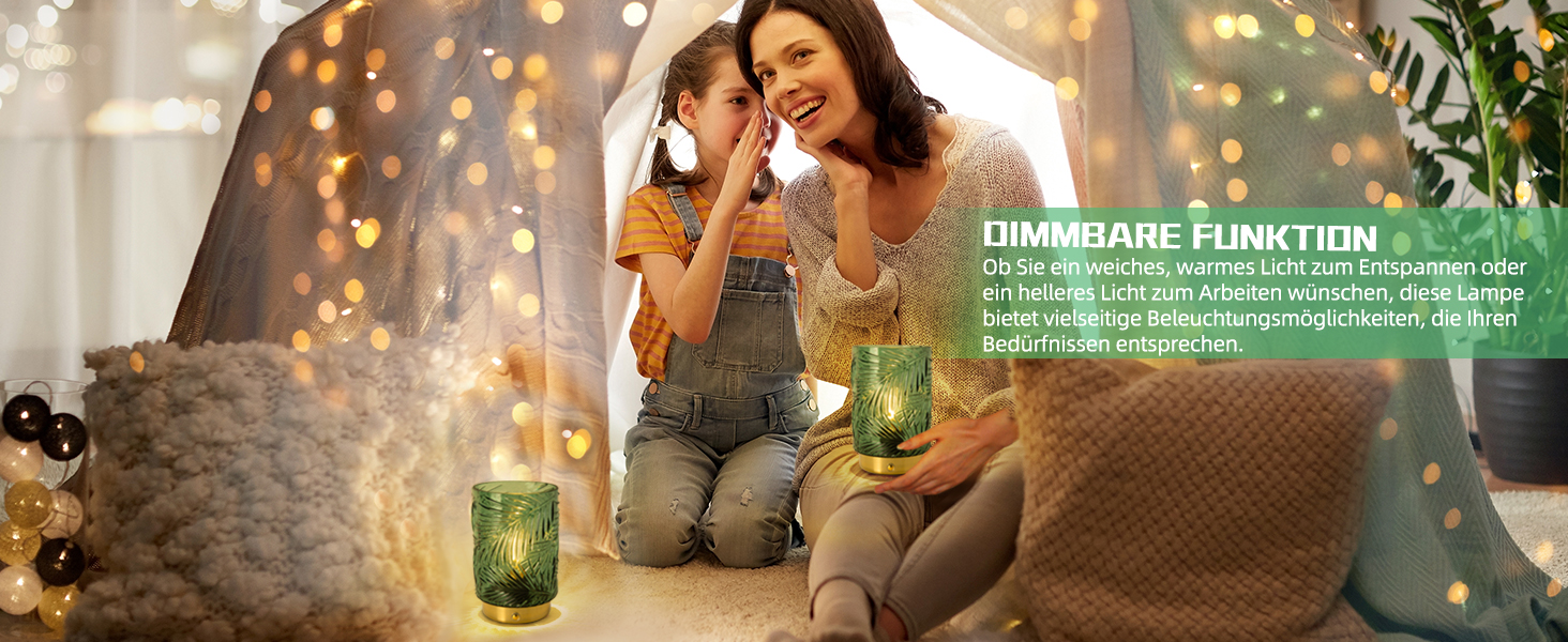 USB-лампа настільна акумуляторна LED, торгова марка MJ PREMIER, зелена, міні. Диммування, сенсорний вимикач, для дому та офісу