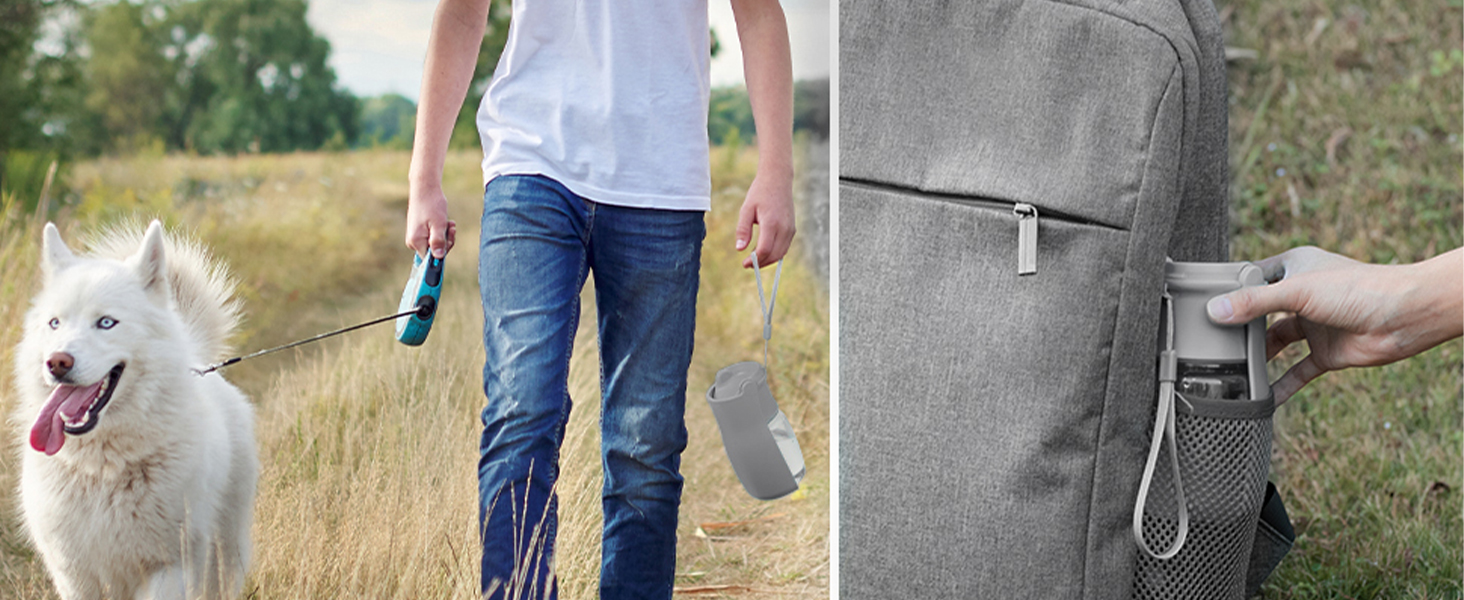 Водяна пляшка для собак на прогулянку 570мл або 350мл: для цуценят, маленьких, середніх та великих собак. Вода в дорогу (Сірий)