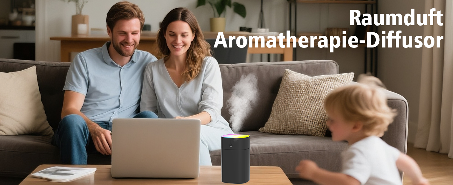 Портативний міні-увлажнитель повітря для спальні, 400 мл аромадифузор для дому, особистий настільний зволожувач для рослин, аромадифузор для дому, 2 режими, нічник, автоматичне вимкнення, чорний