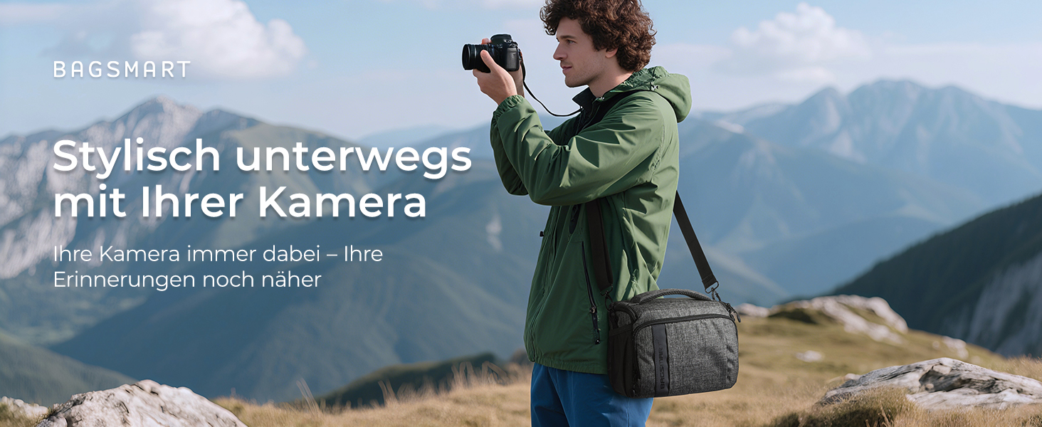 Сумка для камери Bagsmart: DSLR, SLR, System Camera, Об'єктиви та Аксесуари (Сіра)