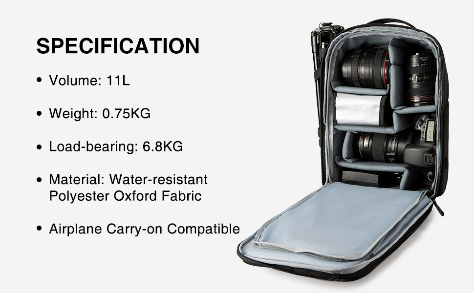 Bagsmart Рюкзак для фотокамери, DSLR/SLR, з відділенням для ноутбука 13.3