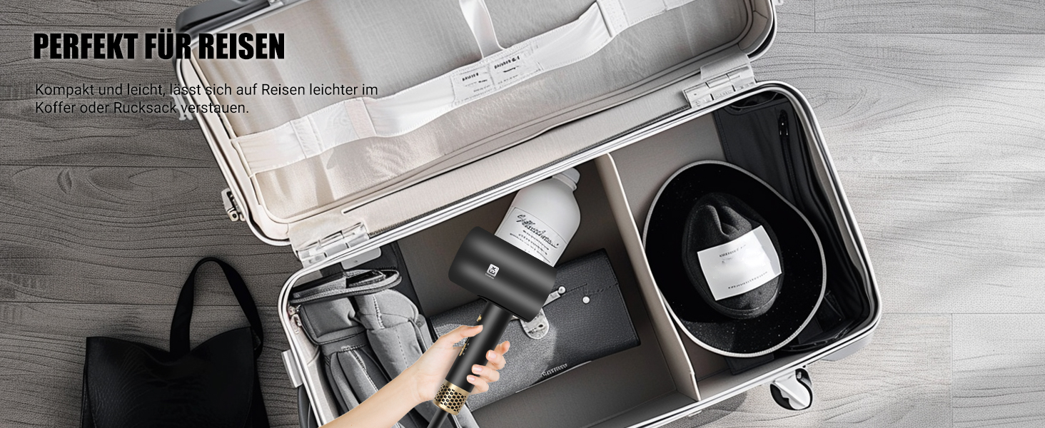 Професійний фен 2000W з 2 режимами температури та 2 швидкостями, насадкою-концентратором, кнопкою холодного повітря для дому, салону краси та подорожей (чорний)