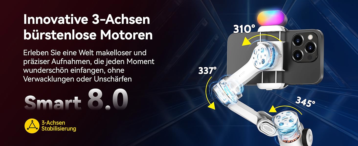 Стабілізатор для iPhone та Android від AOCHUAN: 3-осьовий гімбал з OLED-дисплеєм та подовжувачем 7,8 дюймів (Smart X2 Kit)