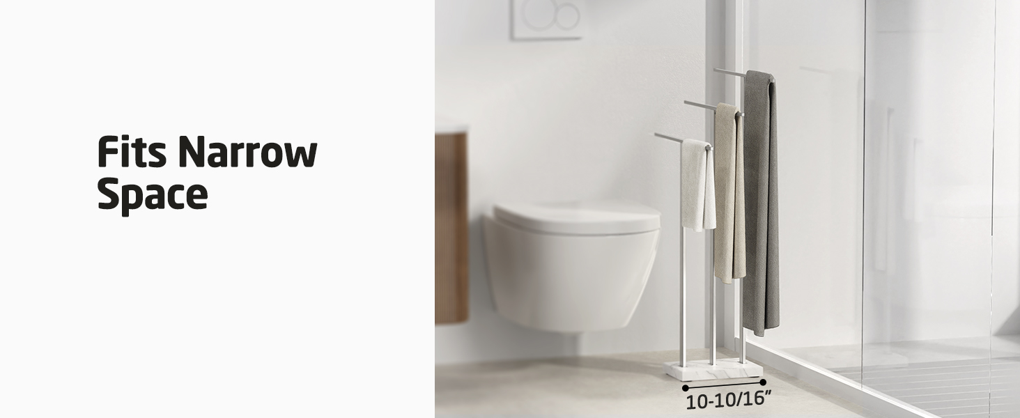 Підставка для рушників KES, вільна стоянка, 3 стійки, нержавіюча сталь SUS304, з мармуровою основою, BTH217S3-2