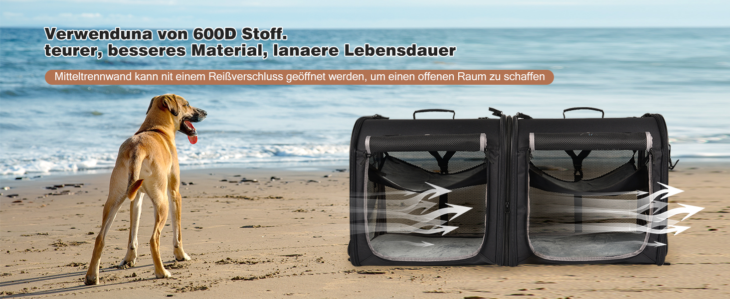 Складана переноска для котів Wakytu велика, 89x35x43 см, для 2 котів, 2-в-1 переноска та автокрісло, безпечна та провітрювана, підходить для подорожей, ветеринара, для маленьких собак та котів. Чорний колір.